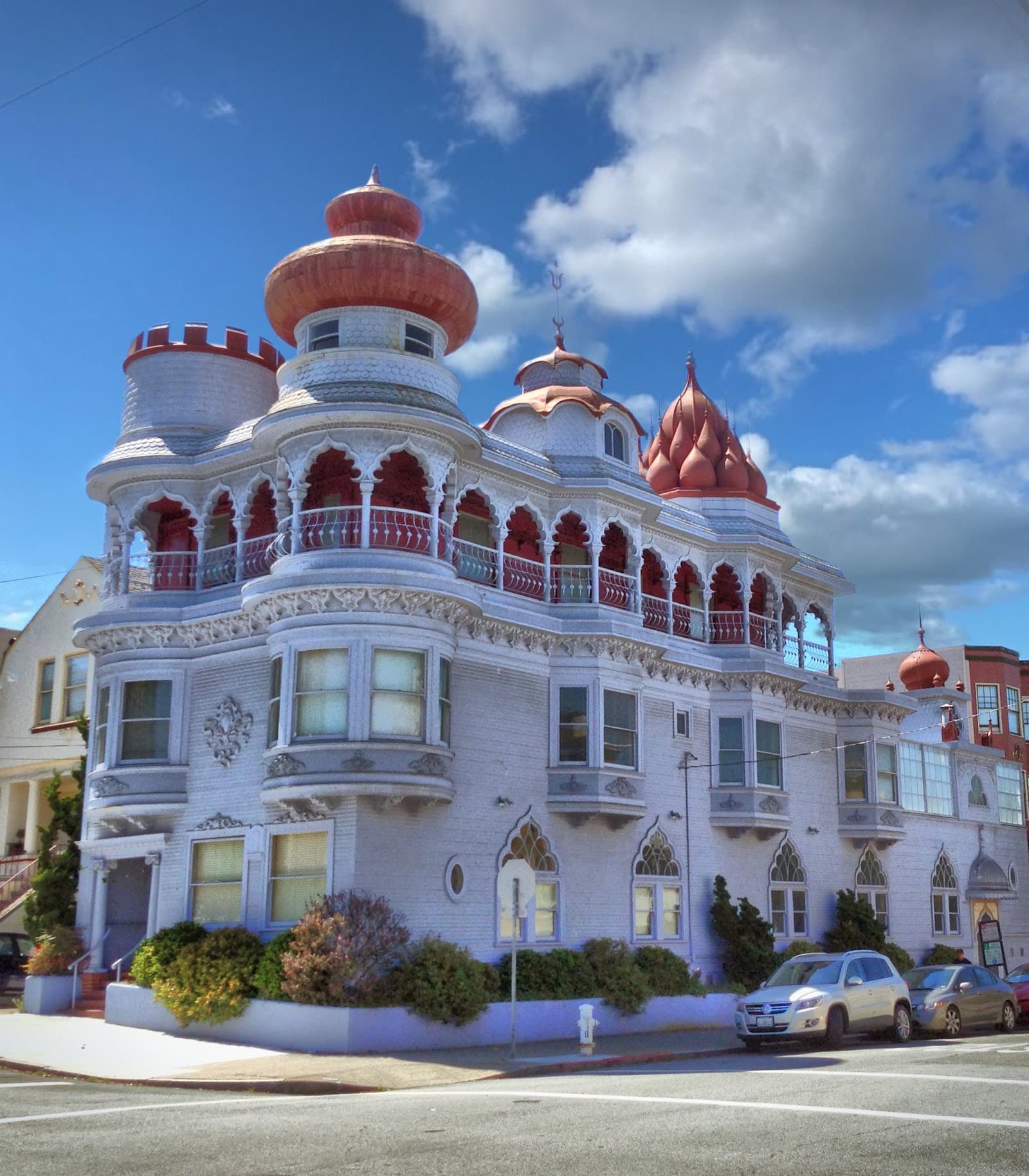 Vedanta Society Old Temple San Francisco temple in Webster Street, San Francisco (94123), San Francisco County, California, United States, California - Indo-Gothic architecture style, Bengal Temple architecture style, Carpenter Gothic architecture style, Queen Anne architecture style (Bengal Renaissance Period) - thumbnail