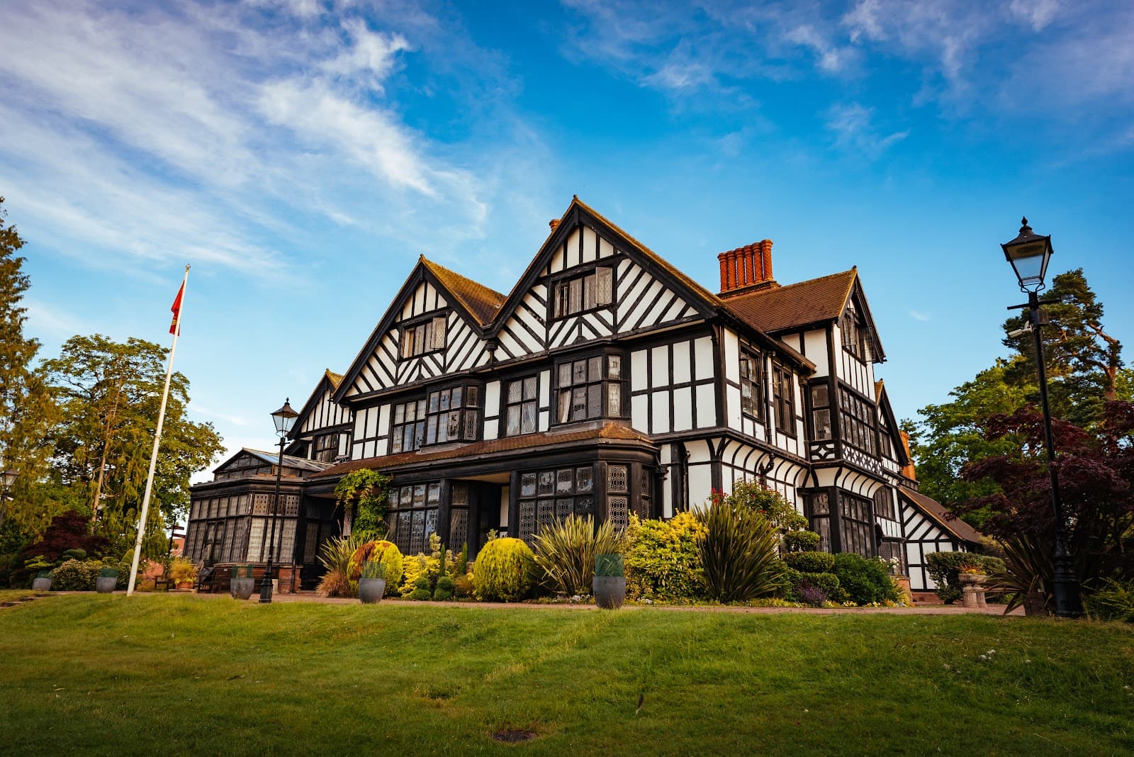 Bhaktivedanta Manor Watford temple in Dharam Marg, Radlett (WD25 8EZ), Hertfordshire, England, United Kingdom, England - Indo-Tudor architecture style, Tudor Revival architecture style, Gaudiya Vaishnava Temple architecture style, Adaptive Reuse architecture style (Bengal Renaissance Period) - thumbnail