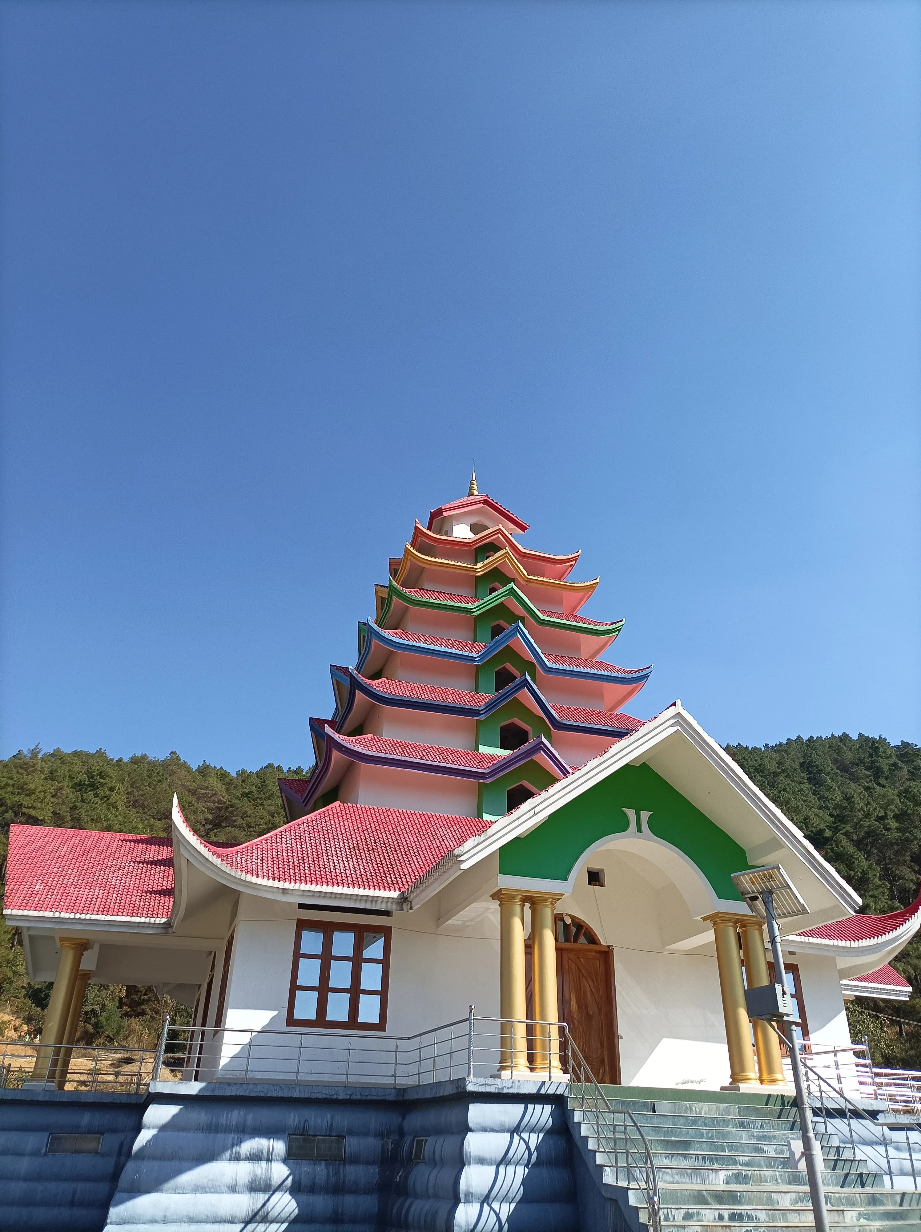 Sanamahi Temple Imphal temple in Sanakhwa Yaima Kollup, Imphal (795001), Manipur, India, Manipur - Meitei architecture style, Indo-Nagara architecture style, Manipuri Hindu Temple architecture style, Indian Vernacular Religious architecture style (Ahom Period) - thumbnail