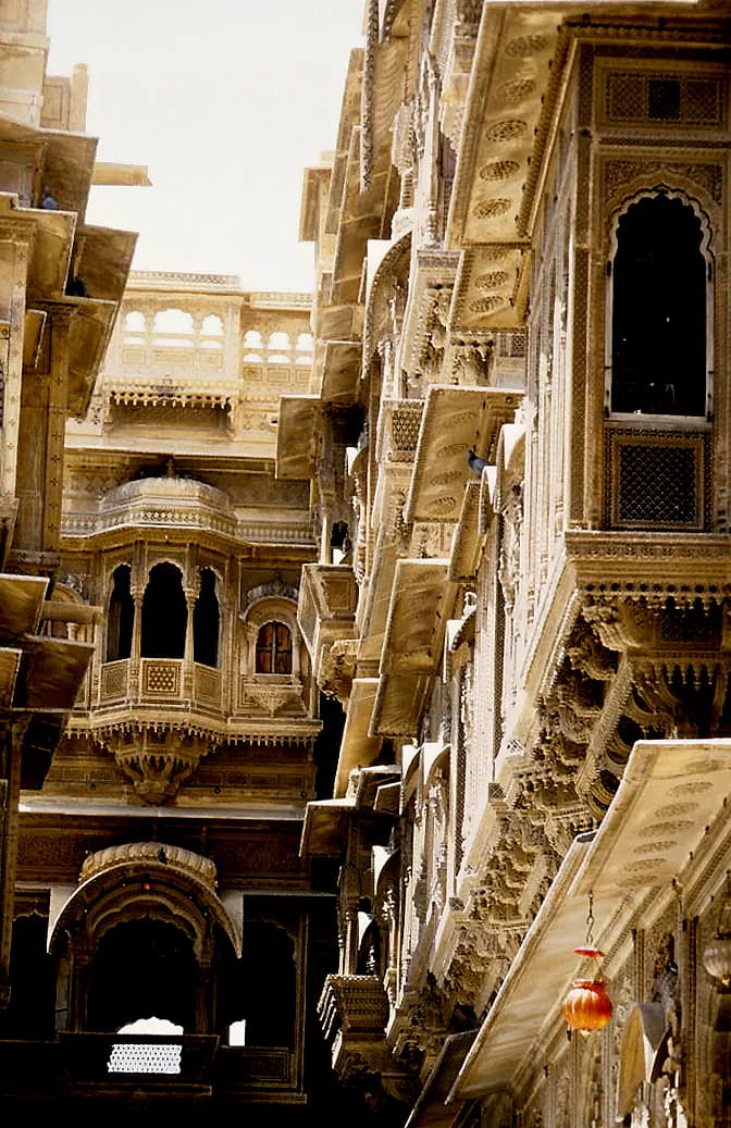 Patwon Ki Haveli Jaisalmer monument in Amar Sagar Pol, Jaisalmer (345001), Jodhpur Division, Rajasthan, India, Rajasthan - Rajasthani Haveli architecture style, Jharokha architecture style, Chhatri architecture style, Maru-Gurjara architecture style (Rajput Period) - thumbnail